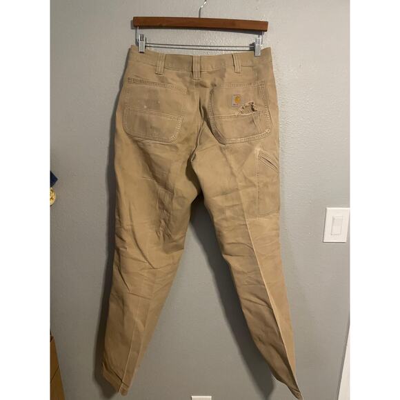 Carhartt Pants Mens 33x34 Tan Rugged Flex Relaxed Fit Canvas Work Pant Carpenter - Picture 4 of 14
